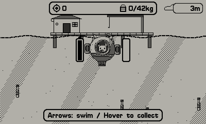 Meowdiver gameplay: diving in Shallow Bay, collecting trash, docking and selling the haul